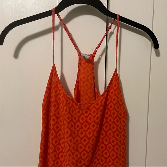 Orange geo print spaghetti strap mini dress - size M - Picture 2 of 4